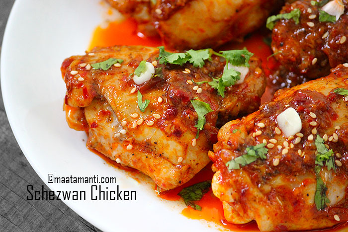 schezwan chicken thighs